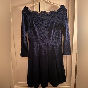 Missmay Retro-Navy Blue Lace Dress-Size Medium